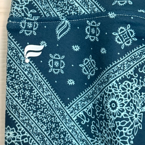 Fabletics Teal Patterned High-Waisted Leggings - Picture 3 of 7